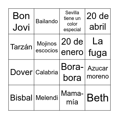 Bingo Musical Trastero Bingo Card