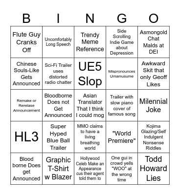 GAME AWARDS dkdk Bingo Card