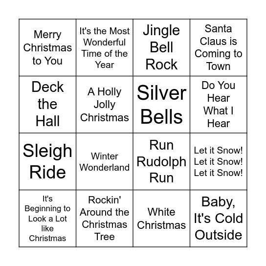 Christmas Carol Bingo Card