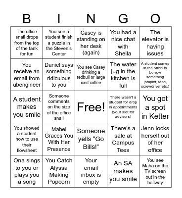 SEAS Bingo Card
