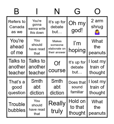 Mrs Dunham Bingo! Bingo Card