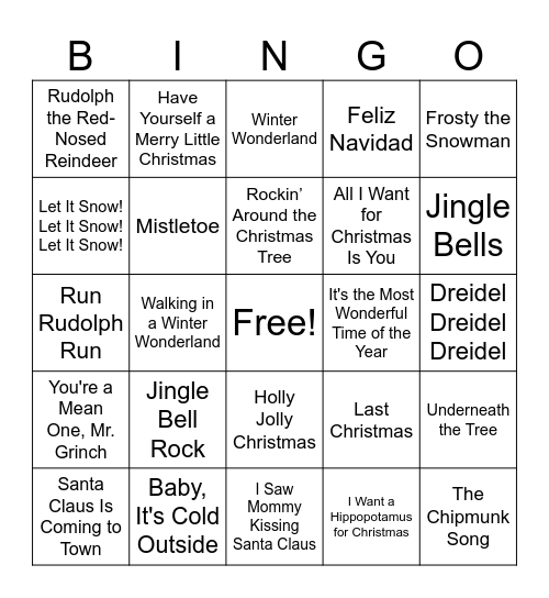 SINGO Bingo Card