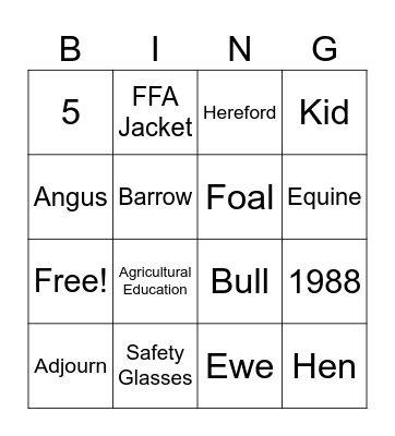 Semester Exam Bingo Card