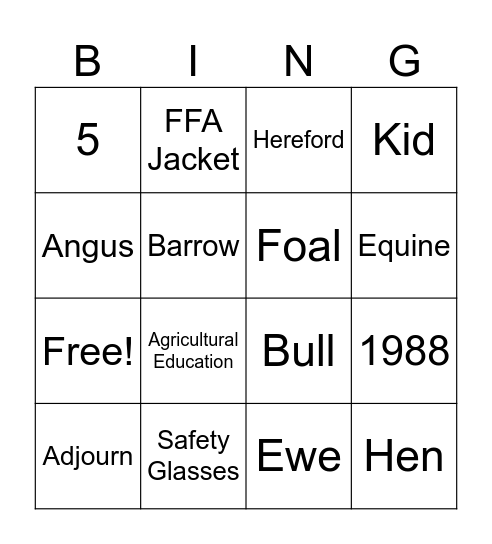 Semester Exam Bingo Card
