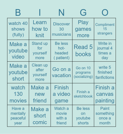 2026 Bingo Card Bingo Card