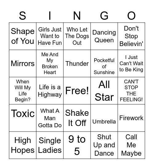 BRAVES DAY SINGO Bingo Card