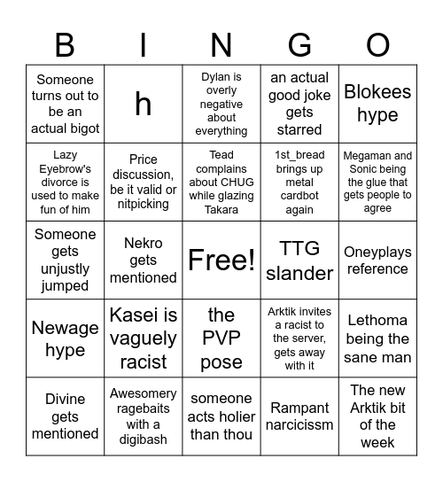 Outpost One Bingo Card