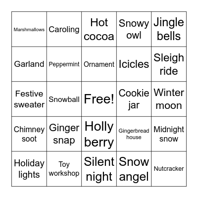 Holiday Bingo Card