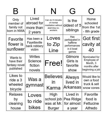 Fun Fact BINGO Card