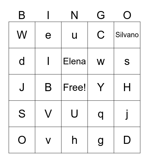 Bingo Kinder Intensive Bingo Card