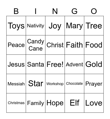 Christmas Bingo Card