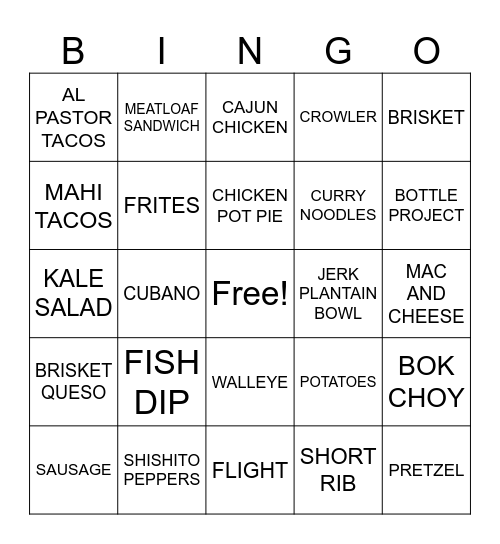 Server Bingo Card