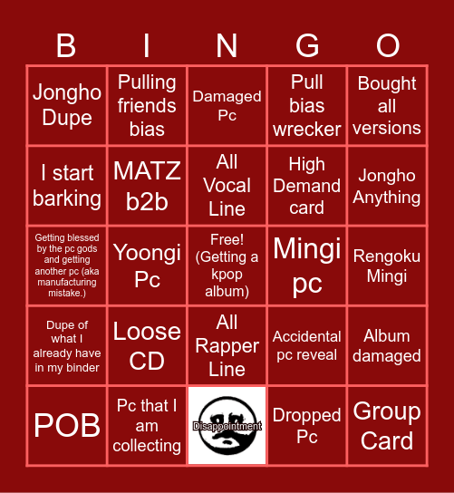 Kpop Album Haul Bingo Card