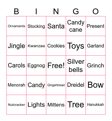 CDS Holiday Bingo Card