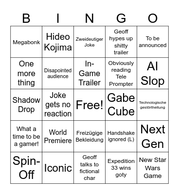 GOAT (Geoff of all times) Bingo Card