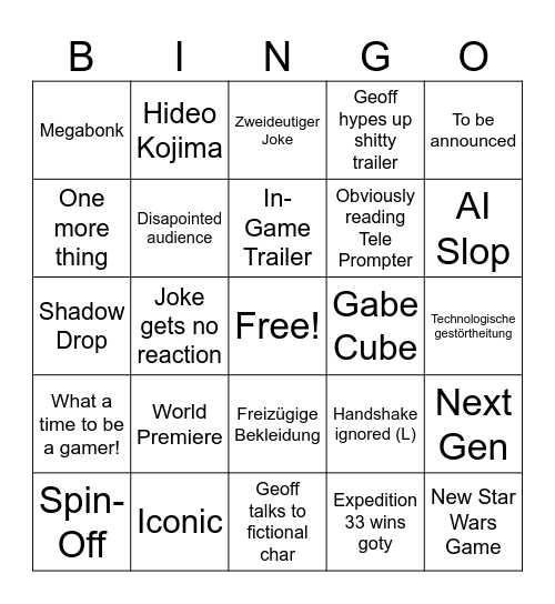 GOAT (Geoff of all times) Bingo Card
