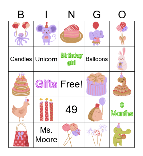 Moore Birthday Bingo Card