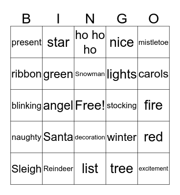 Christmas Bingo Card