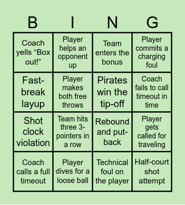 Basketball Bingo Card