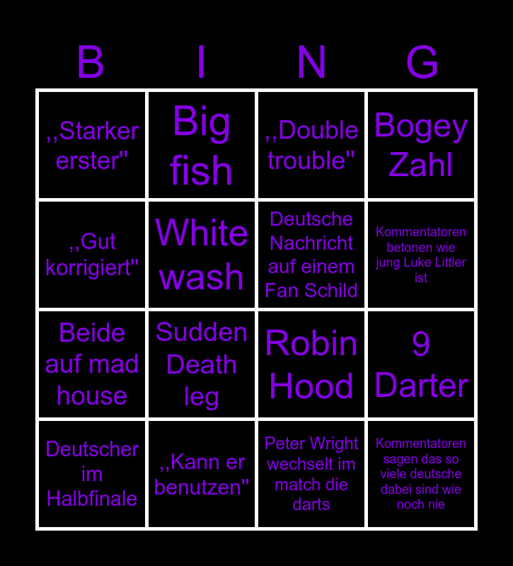 Darts WM Bingo 2025 Bingo Card