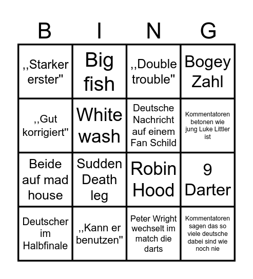 Darts WM Bingo 2025 Bingo Card