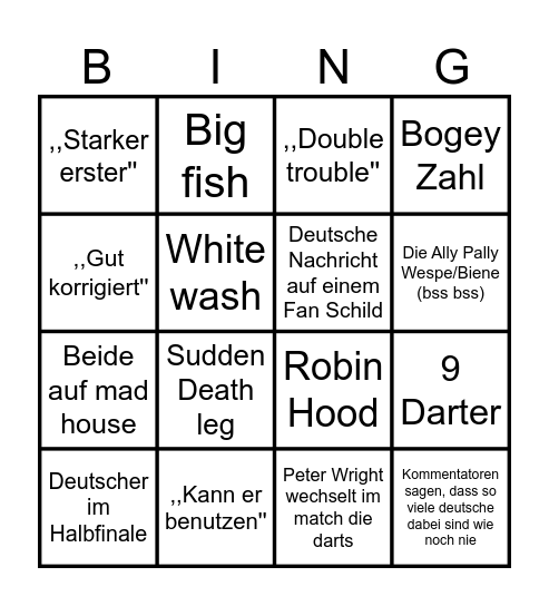 Darts WM Bingo 2025 Bingo Card