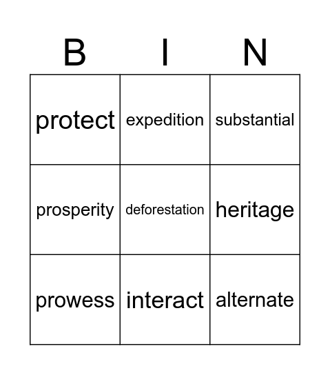 REWARDS Unit 7 Bingo Card