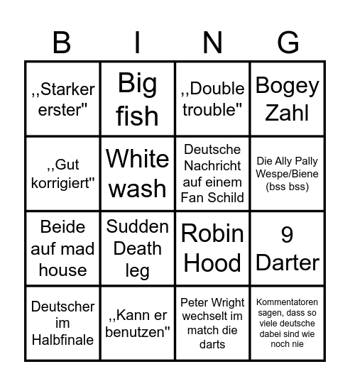 Darts WM Bingo 2025 Bingo Card