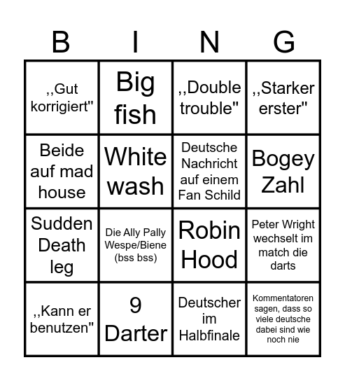 Darts WM Bingo 2025 Bingo Card