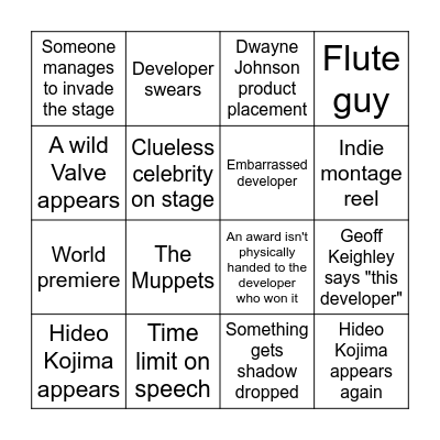 Game Awards Bingo 2025 Bingo Card