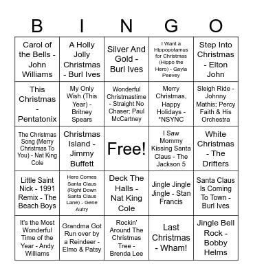 Christmas Singo Bingo Card