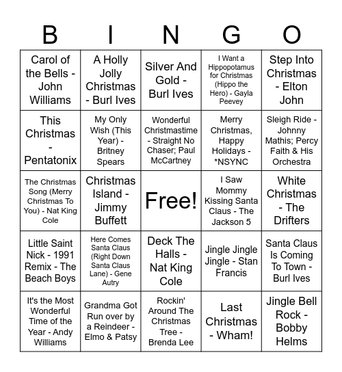 Christmas Singo Bingo Card
