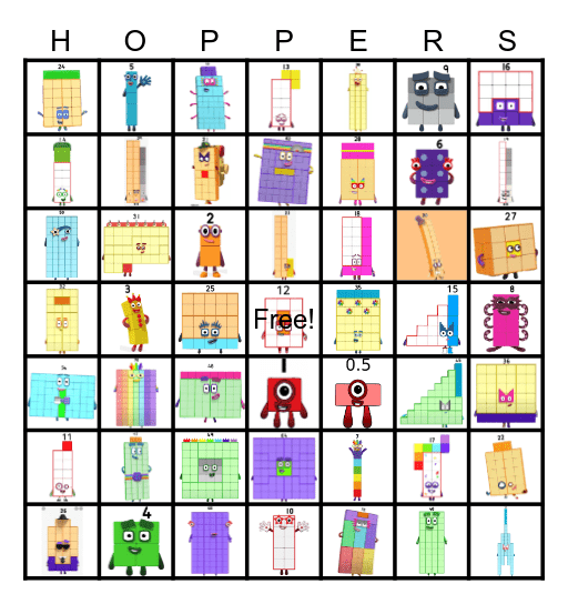 Number blocks Bingo Card