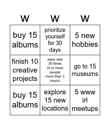 WWW COLLAB BANGO 2026 Bingo Card