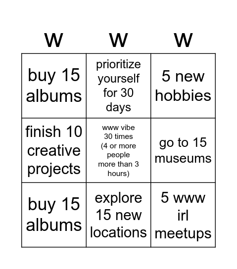 WWW COLLAB BANGO 2026 Bingo Card