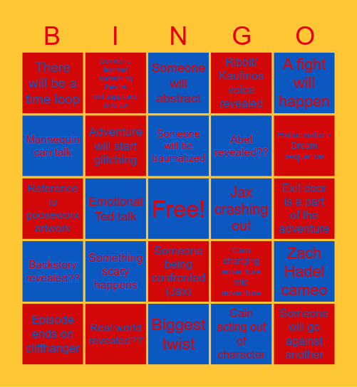TADC EP 7 PREDICTIONS Bingo Card