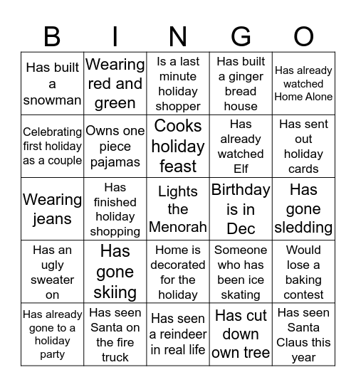 HR Winter Bingo Card