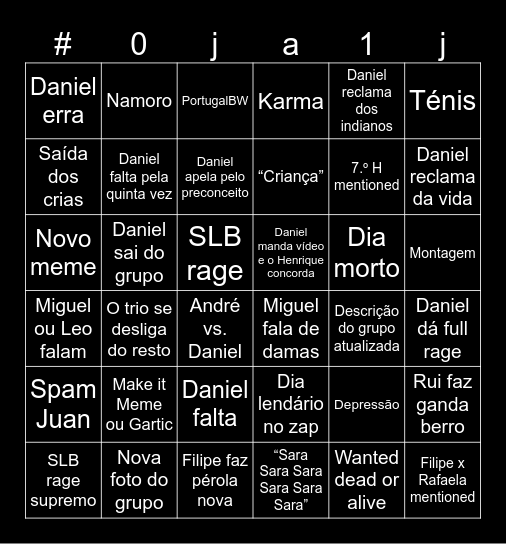 BINGÃO DOS GANDULOS Bingo Card