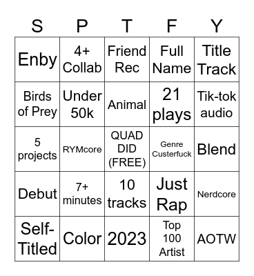 WRAPPED Bingo Card