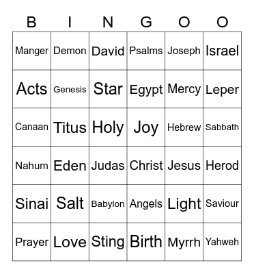 BIBLE Bingo Card