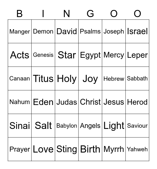 BIBLE Bingo Card