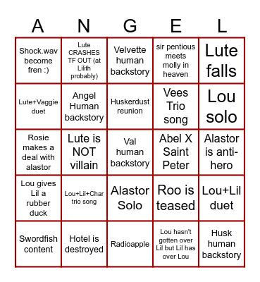 Hazbin Hotel S3 Bingo Card Bingo Card