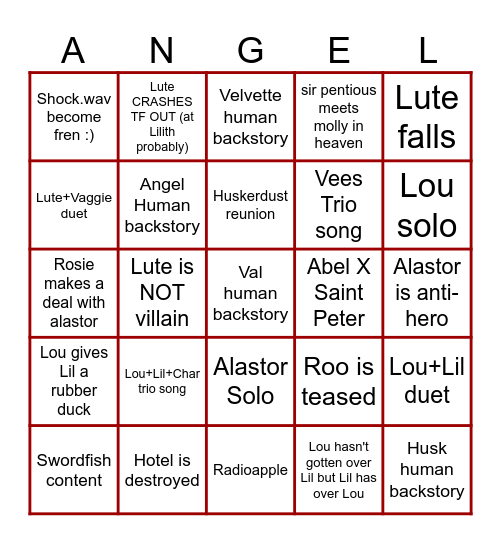 Hazbin Hotel S3 Bingo Card Bingo Card