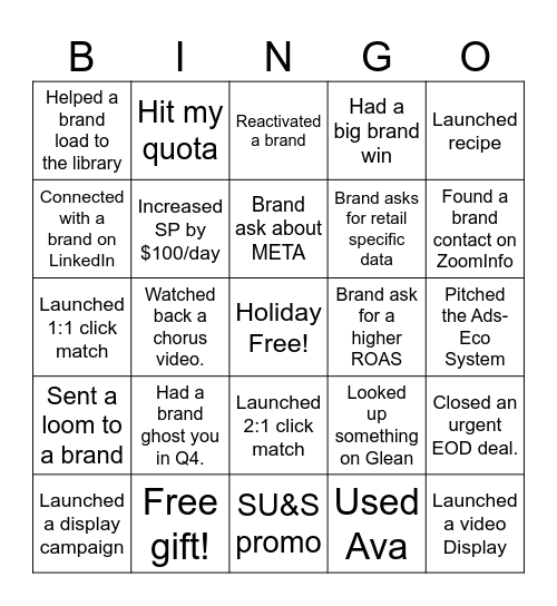Instacart Bingo 2025 Bingo Card