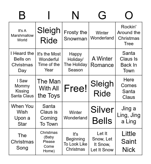 Christmas Bingo (Musical) Bingo Card