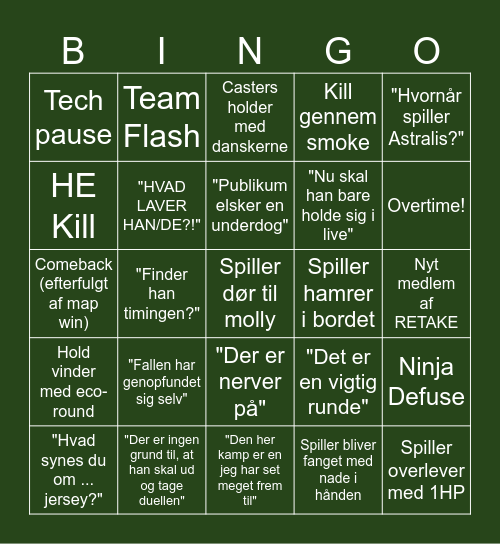 Retakes Bingo Card