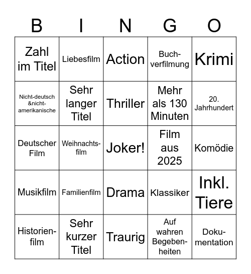 Filme 13.-31.12. Bingo Card