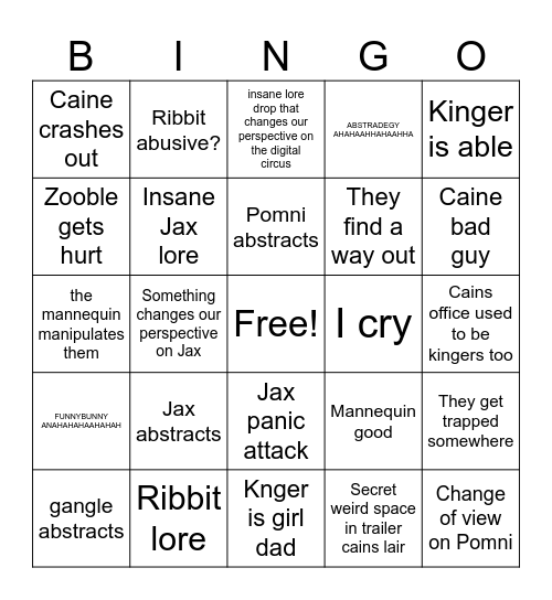 Tadc ep 7 theories lololo Bingo Card