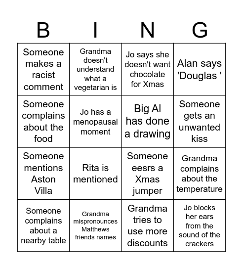 Xmas Bingo 2025 Bingo Card