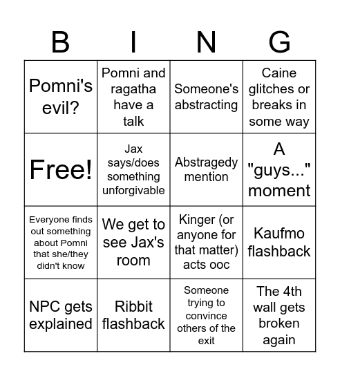 EPISODE 7 BINGO Card